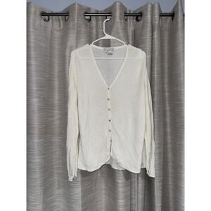 Saks Fifth Avenue Vintage Cardigan Button Up Cream Off White Sweater Size XL
